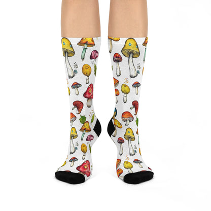 Rainbow Outline Mushroom Crew Socks