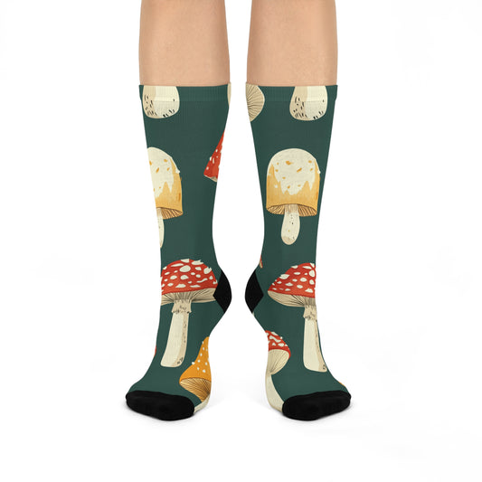 Mushroom Cushioned Crew Socks | Green 005