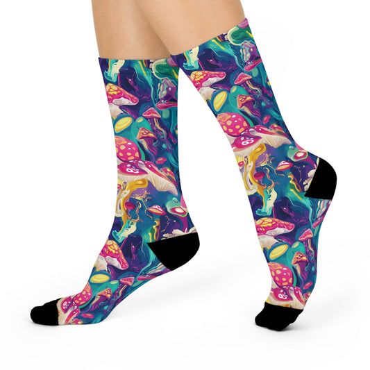 Mushroom Cushioned Crew Socks | Psychedelic 004