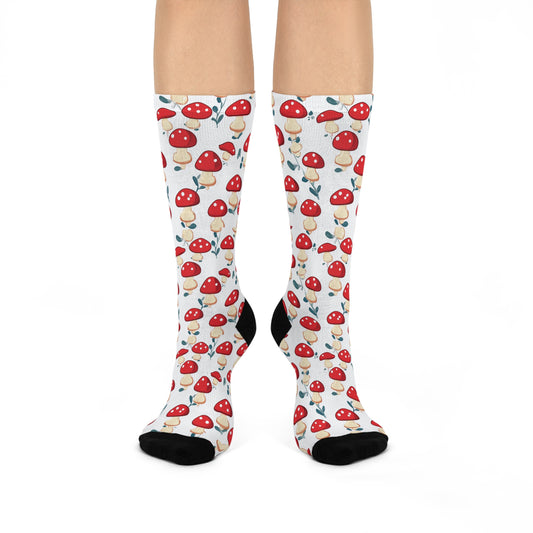 Mushroom Cushioned Crew Socks | White 006