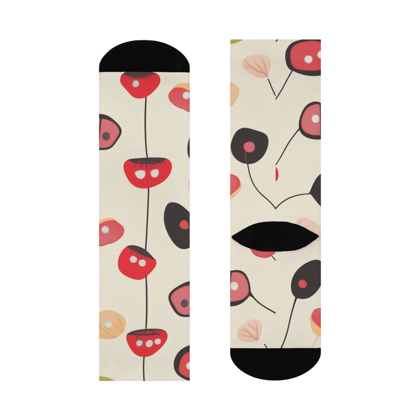 Mushroom Cushioned Crew Socks | Beige 003
