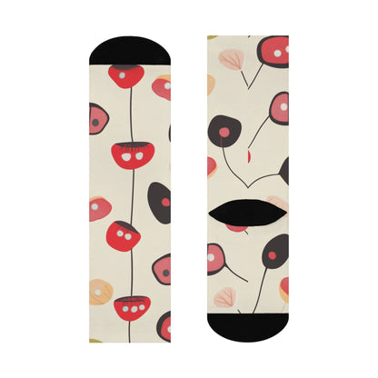 Cream Graphic Mushroom Crew Socks