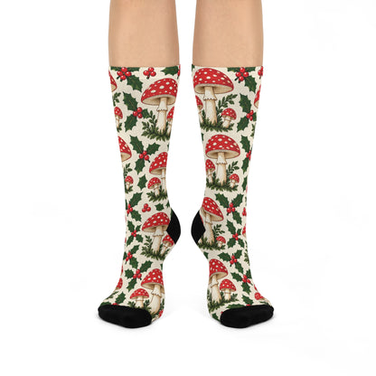 Holly Morels Christmas Mushroom Cushioned Crew Socks
