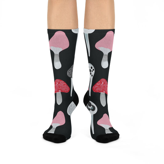 Mushroom Cushioned Crew Socks | Black 012