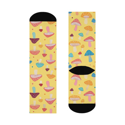 Butter Yellow Spotted Mushroom Crew Socks