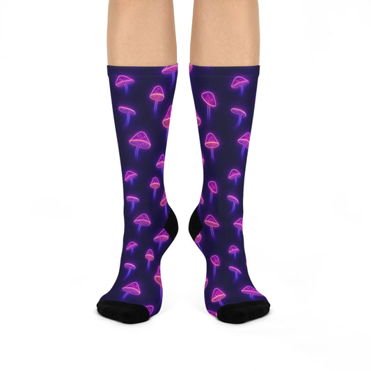 Mushroom Cushioned Crew Socks | Purple 012 | Neon