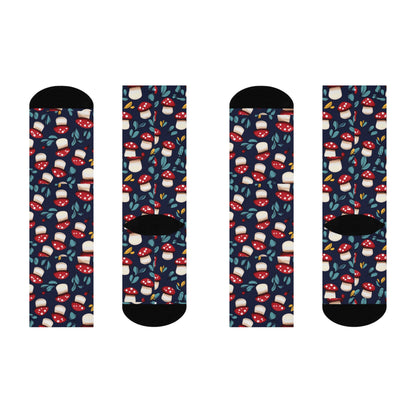 Navy Red Toadstool Crew Socks