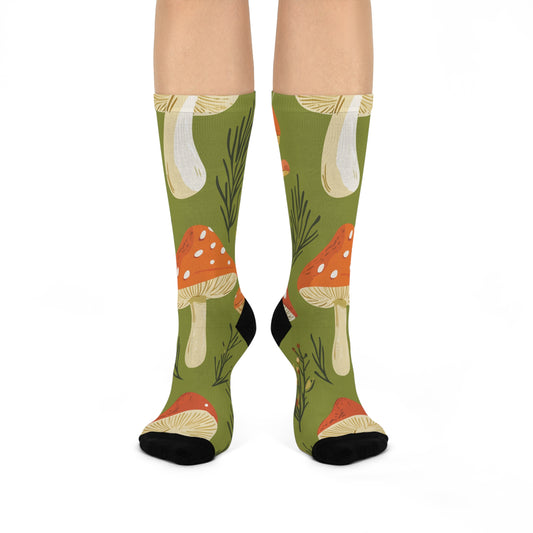 Mushroom Cushioned Crew Socks | Green 008