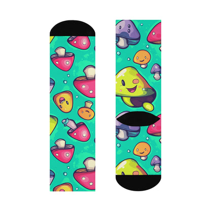 Aqua Mushroom Smile Crew Socks