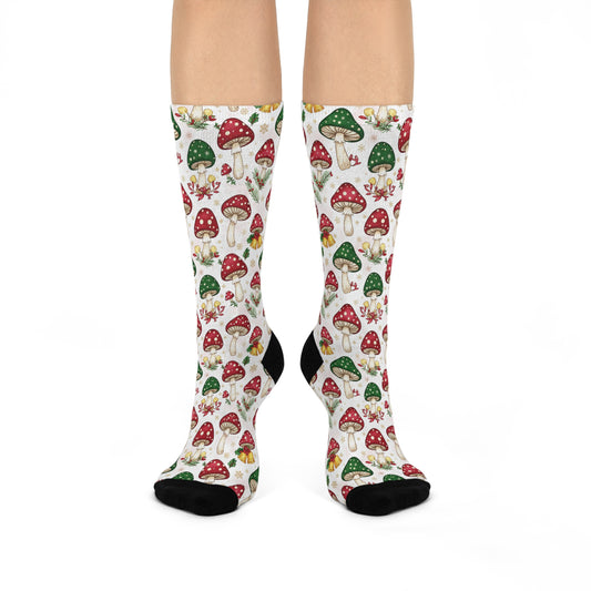 Christmas Mushroom Socks | Cushioned Crew Socks | Christmas 001