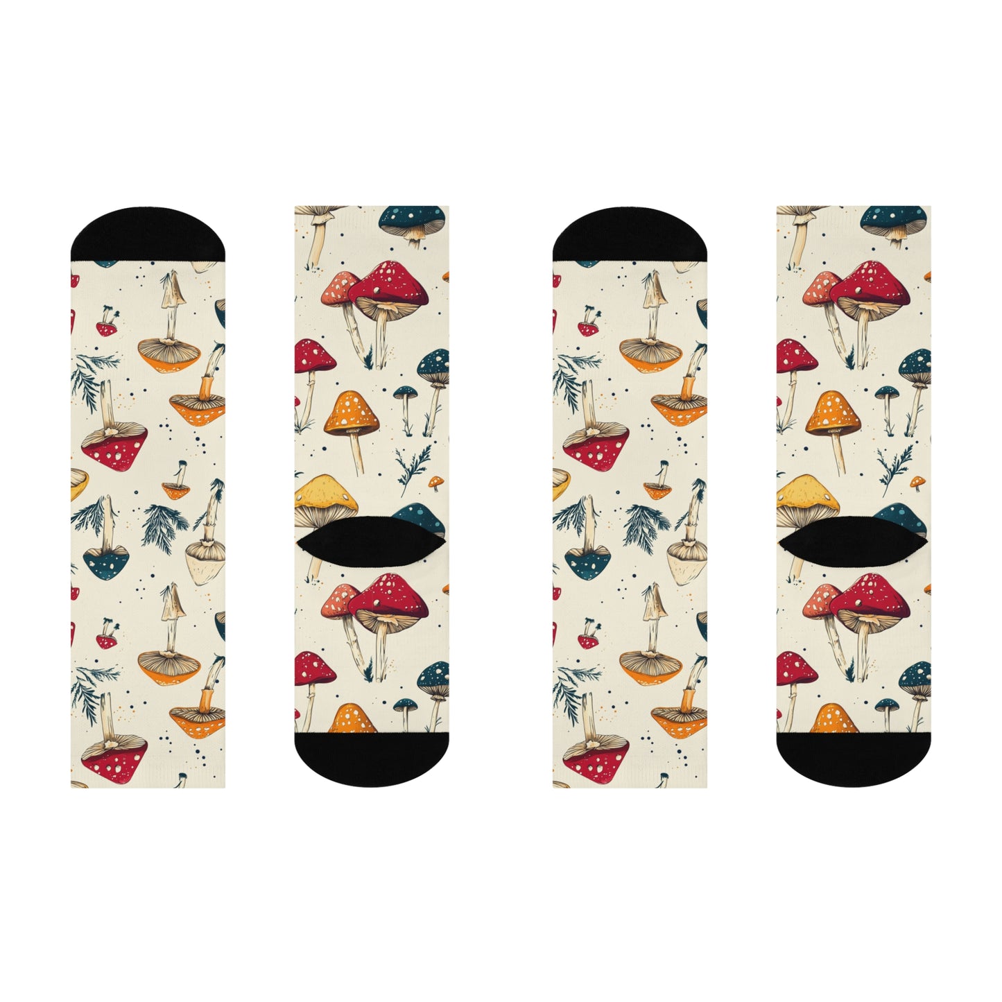 Mushroom Cushioned Crew Socks | Beige 003