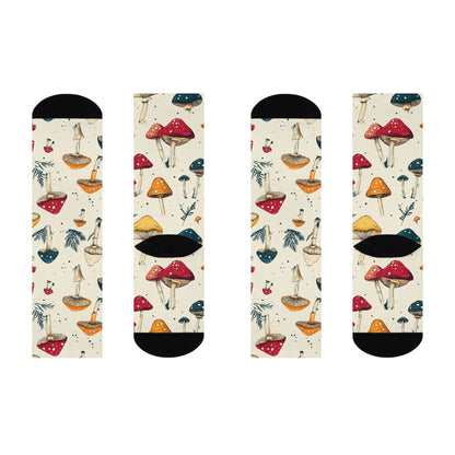 Ivory Botanical Toadstool Crew Socks