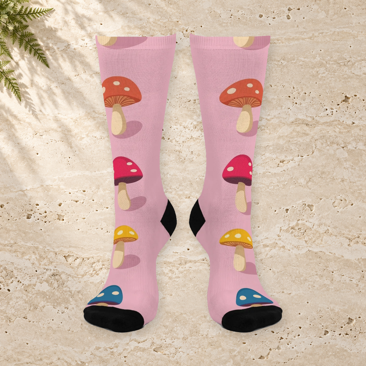 Blush Spotted Mushroom Crew Socks