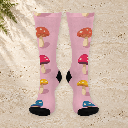 Blush Spotted Mushroom Crew Socks