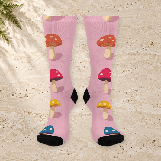 Blush Spotted Mushroom Crew Socks