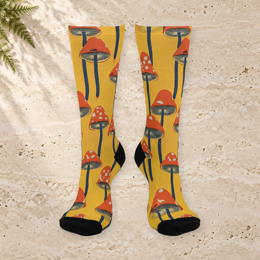 Golden Tall Mushroom Crew Socks