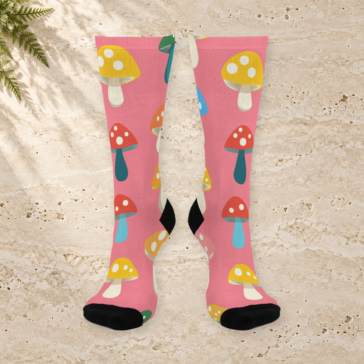 Pink Spotted Mushroom Crew Socks