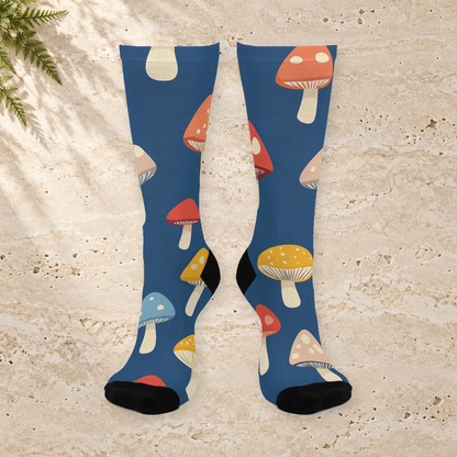 Blue Spotted Mushroom Crew Socks
