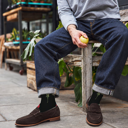 Midnight Floral Mushroom Crew Socks — lifestyle cafe-loafers