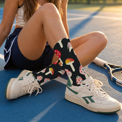 Midnight Candy Mushroom Crew Socks — lifestyle tennis-court