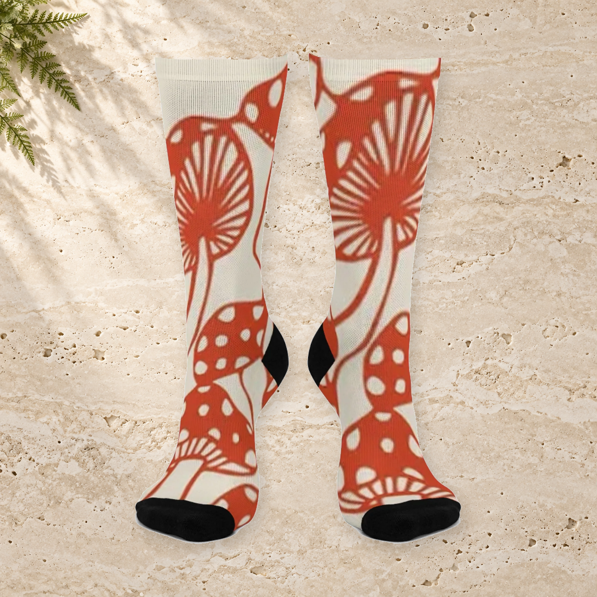 Rust Outline Mushroom Crew Socks