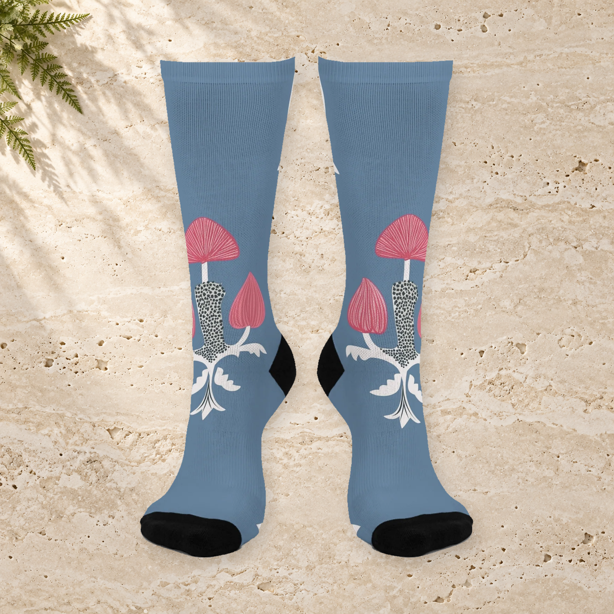 Blue Mushroom Bouquet Crew Socks