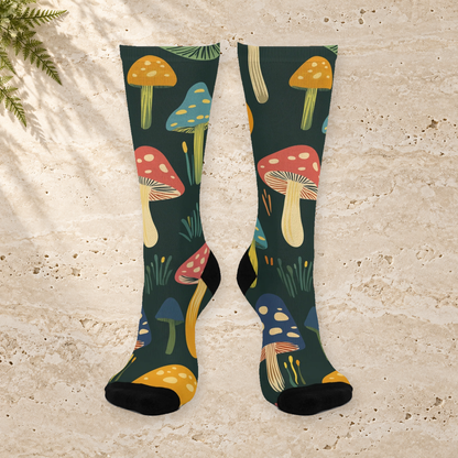Evergreen Mushroom Meadow Crew Socks