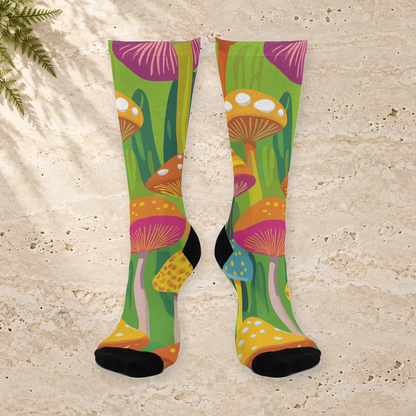 Lime Psychedelic Mushroom Crew Socks