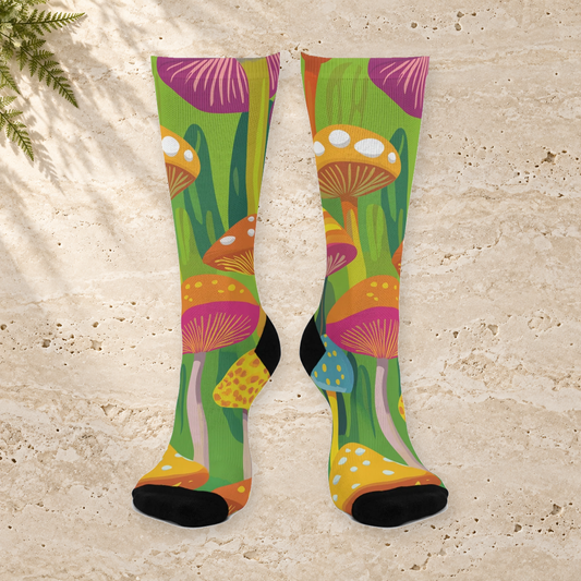 Lime Psychedelic Mushroom Crew Socks