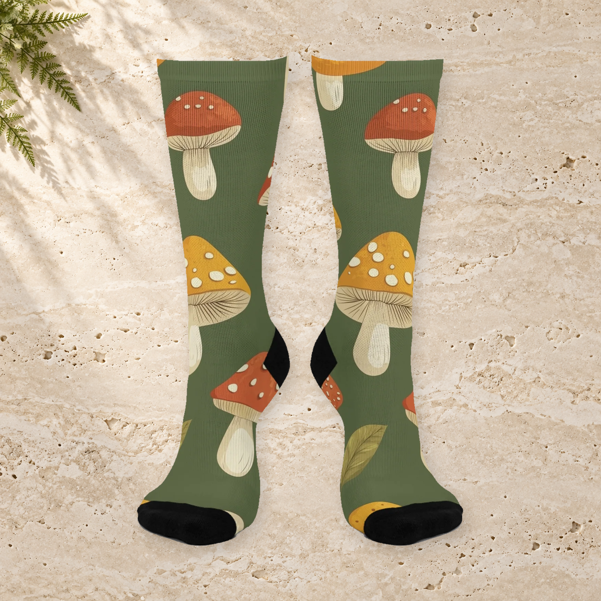 Olive Spotted Mushroom Crew Socks