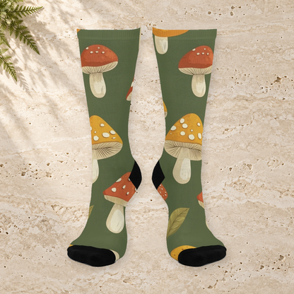 Olive Spotted Mushroom Crew Socks