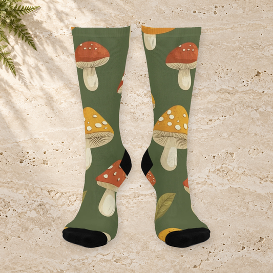 Olive Spotted Mushroom Crew Socks