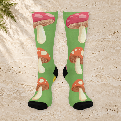 Apple Green Mushroom Crew Socks