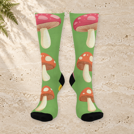Apple Green Mushroom Crew Socks