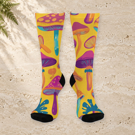 Yellow Psychedelic Mushroom Crew Socks