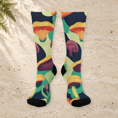 Green Abstract Mushroom Crew Socks