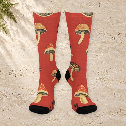 Rust Woodland Mushroom Crew Socks