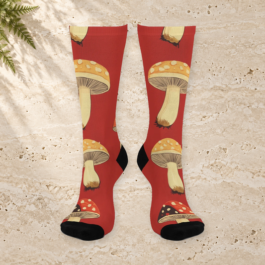 Scarlet Golden Gill Mushroom Crew Socks