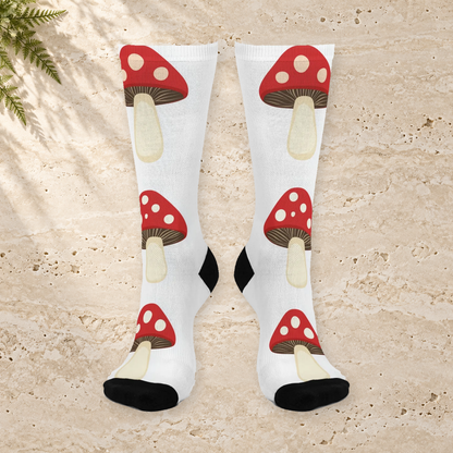 White Giant Red Cap Crew Socks
