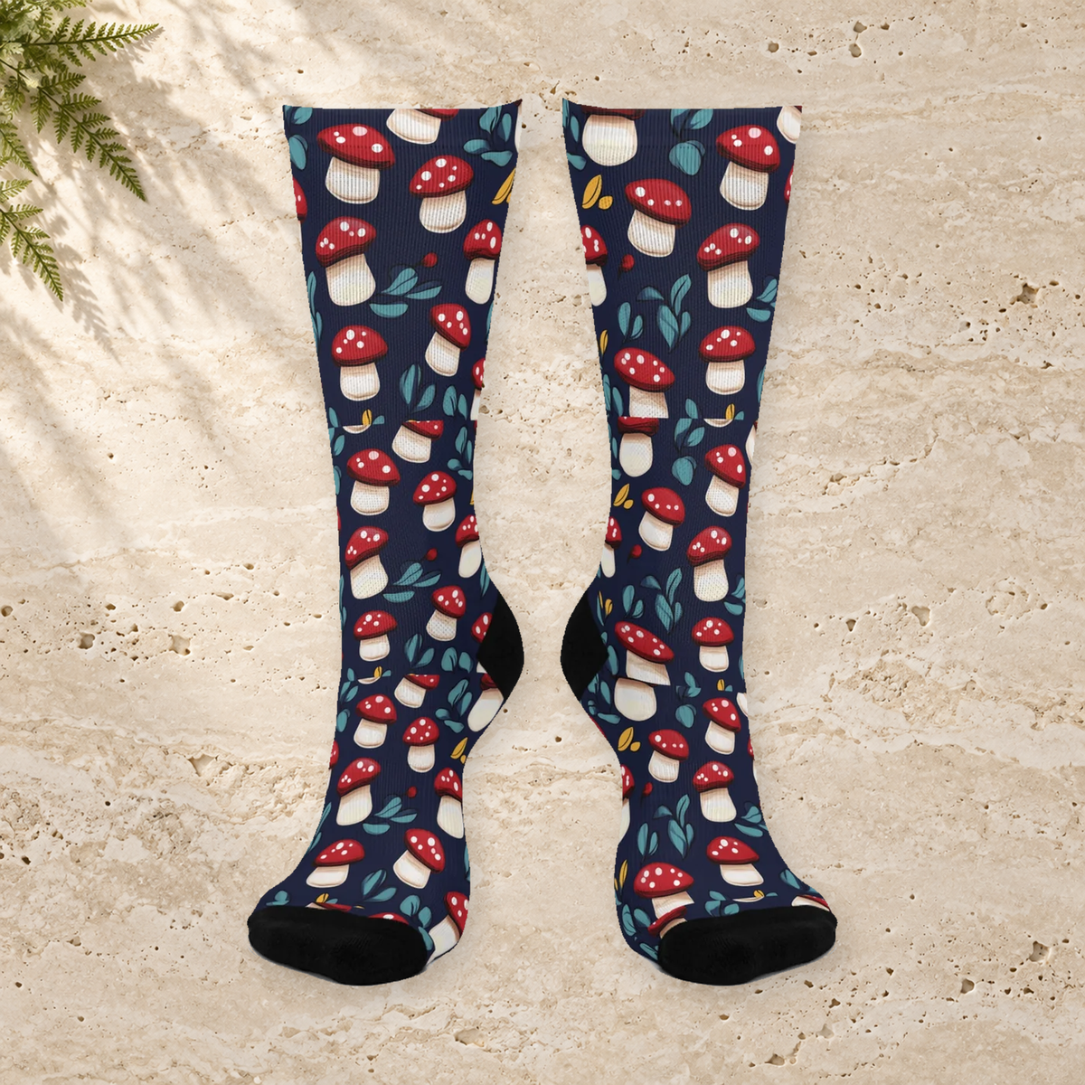 Navy Red Toadstool Crew Socks