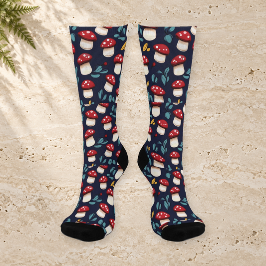 Navy Red Toadstool Crew Socks