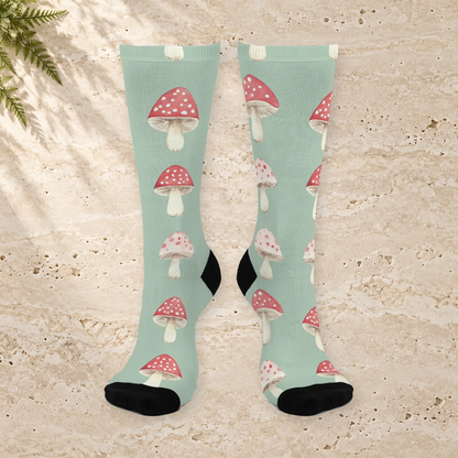 Mint Red Toadstool Crew Socks