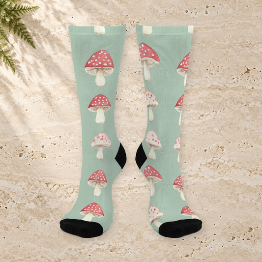 Mint Red Toadstool Crew Socks