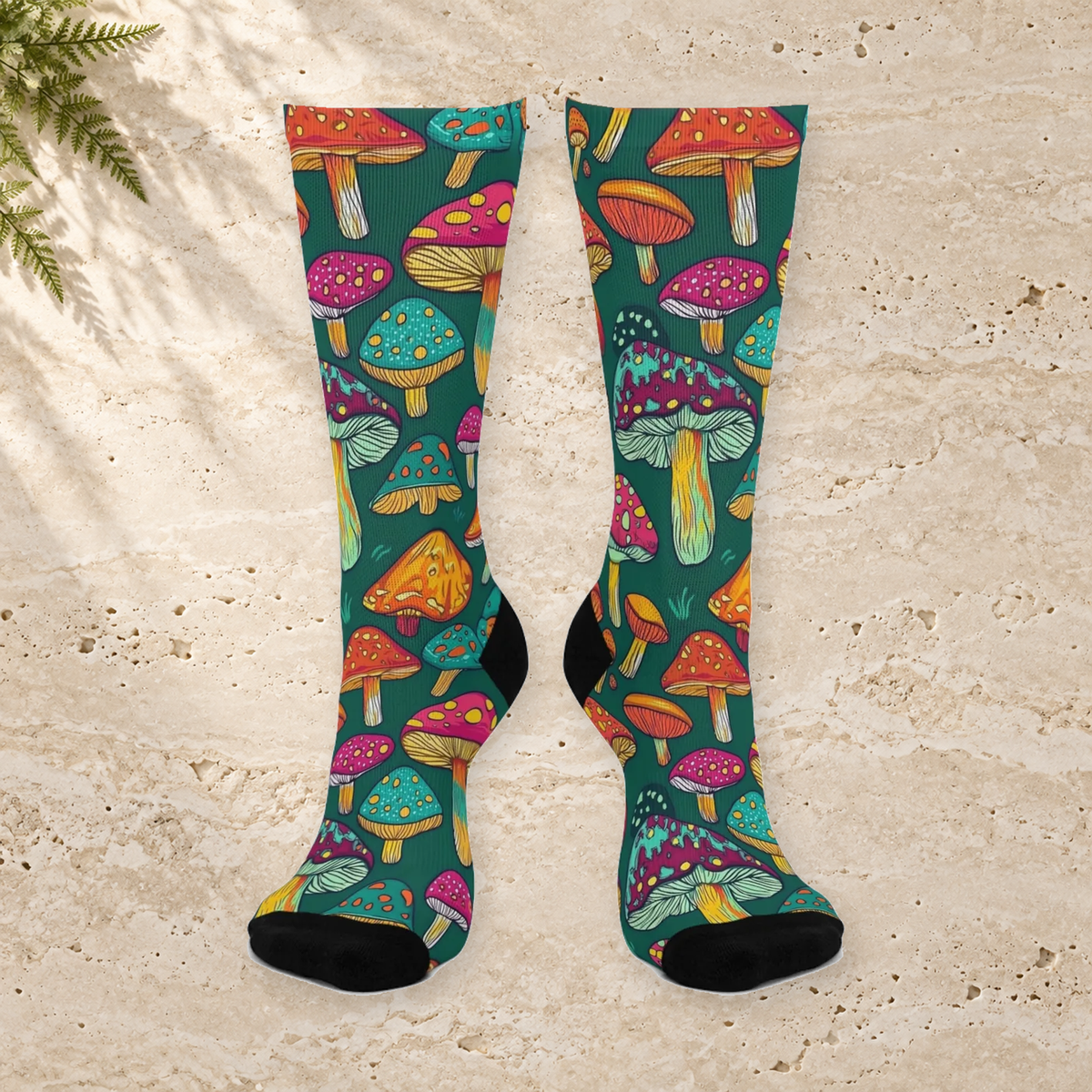 Teal Psychedelic Toadstool Crew Socks