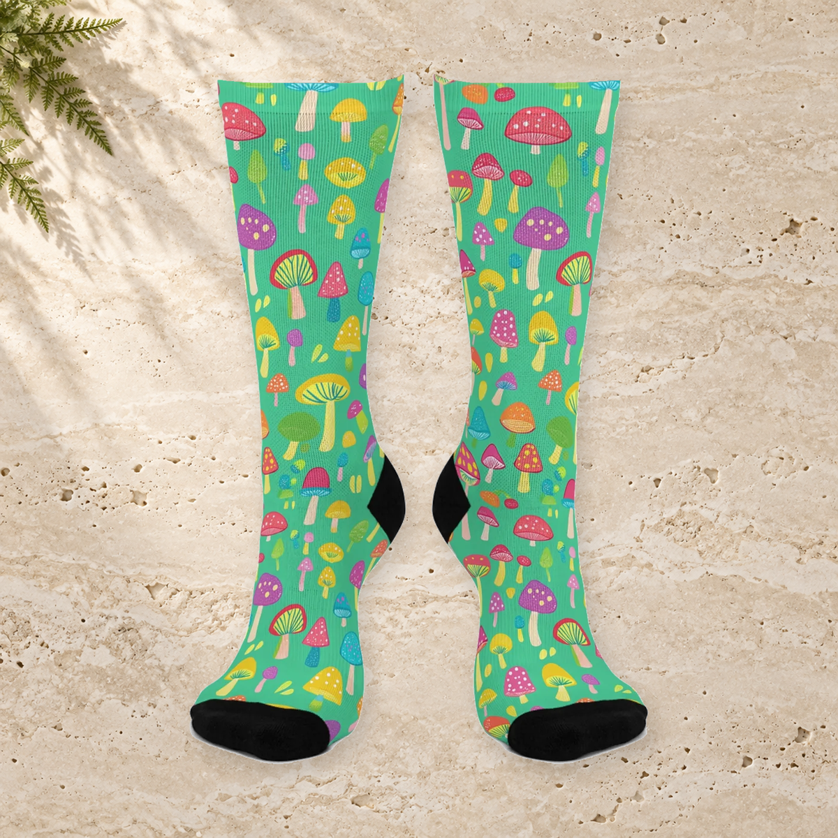 Mint Carnival Mushroom Crew Socks
