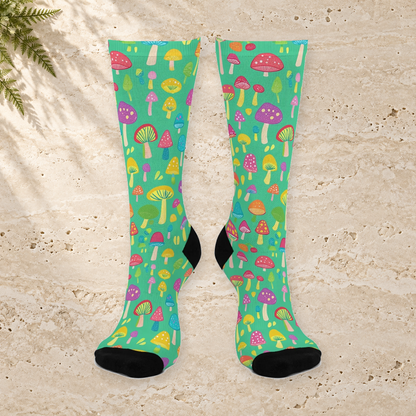 Mint Carnival Mushroom Crew Socks