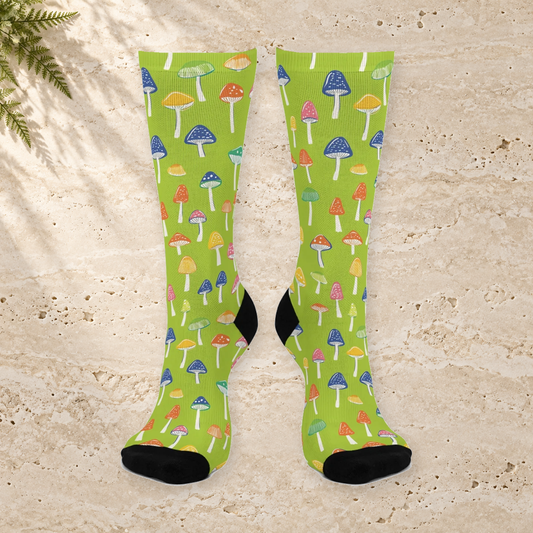 Lime Rainbow Cap Crew Socks