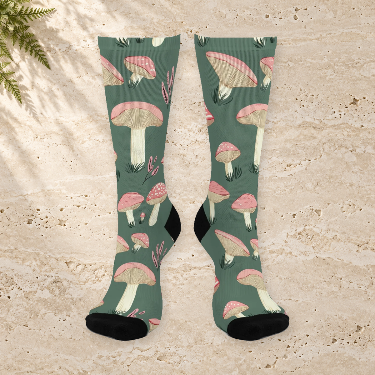 Sage Pink Toadstool Crew Socks