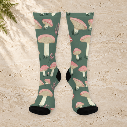 Sage Pink Toadstool Crew Socks