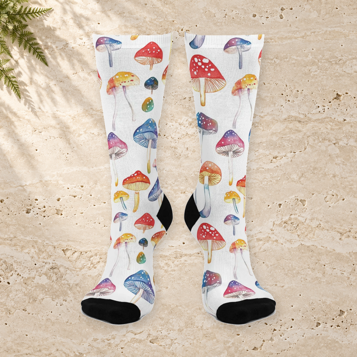 Watercolor Rainbow Cap Crew Socks